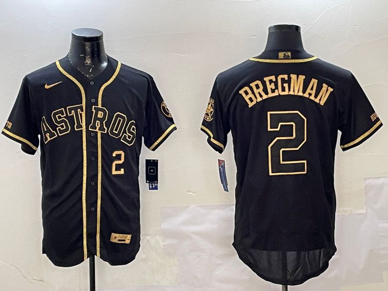 Men Houston Astros #2 Bregman Black Gold Elite 2025 Nike MLB Jersey style 4